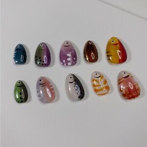 Colorful Fish-Shaped Nail Art